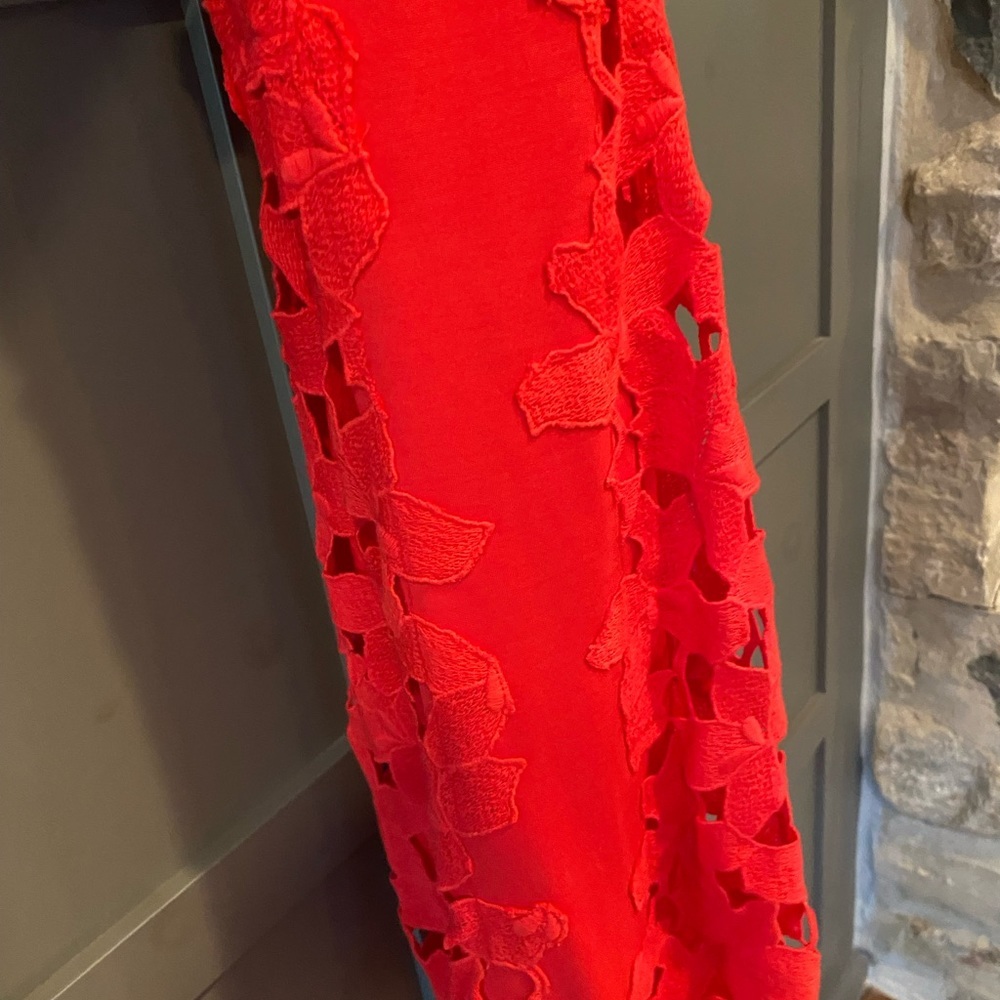 Elie Tahari Morgan Red Macrame Lace Overlay Dress - Picture 5 of 14